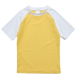 Boys Rash Tops: Yellow White Sleeve Sustainable SS Rash Top