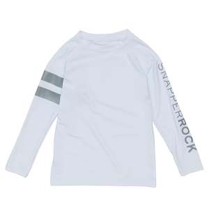 Boys Rash Tops: White Arm Band Long Sleeve Rash Top