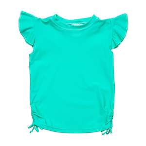Girls Rash Tops: Mint Sustainable Flutter Sleeve Rash Top