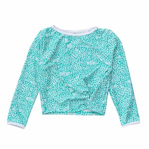 Girls Rash Tops: Spearmint Spot LS Wrap Crop Top