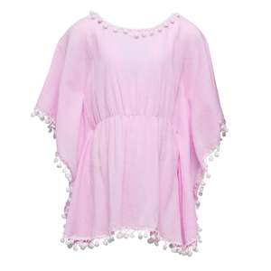 Girls Beachwear: Pink Sherbet Pom Pom Cover Up