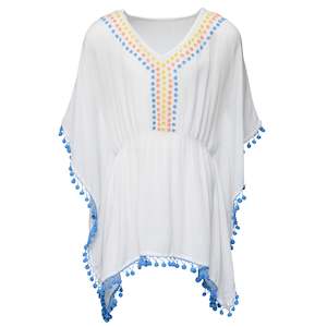 Girls Beachwear: White Rainbow Spot Cover Up