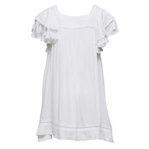 Girls Beachwear: White Tassel Time Beach Dress