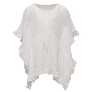 Girls Beachwear: White Frilled Cover Up