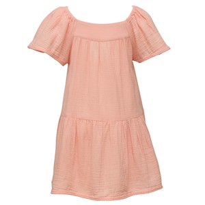 Girls Beachwear: Peach Flutter Sleeve Dress