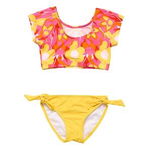 Girls Bikinis: Pop of Sunshine Crop SS Rash Top Set