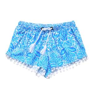 Girls Shorts Leggings: Santorini Blue Swim Shorts
