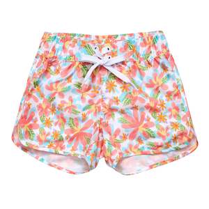 Girls Shorts Leggings: Hawaiian Luau Sustainable Board Shorts
