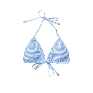 Womens: Ladies Powder Blue Sustainable Stripe Bikini Top