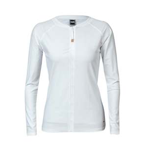 Womens: Ladies White Zip Front LS Rash Top