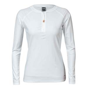 Womens Rash Tops: Womens White 1/2 Zip LS Rash Top
