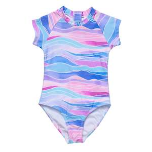 Girls One Pieces: Water Hues SS Surf Suit