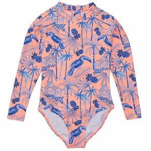 Girls: Tropicana Vacay Sustainable LS Surf Suit