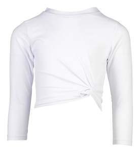 Sustainable White LS Wrap Crop Top