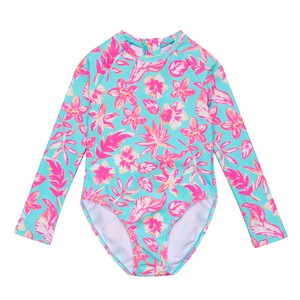 Girls: Tropical Glow Recycled LS Surf Suit