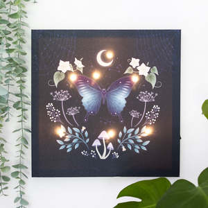 Small Canvas Pictures: Midnight Moth Light Up Canvas Picture NEW!