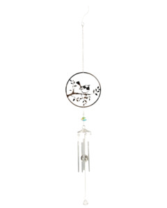 Windchimes Mobiles Hanging Ornaments: Silver Wren Chime with Crystal
