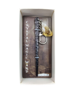 Wicca Pagan: Crystal Magic Wand Keychain – Citrine