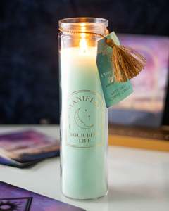 Candles Accessories: White Sage Tube Candle with Clear Quartz Crystals NEW!