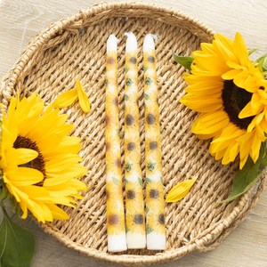 Candles Accessories: Set of 3 Sunflower Taper Candles