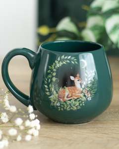 Cups Mugs Teapots: Green Fawn rounded mug