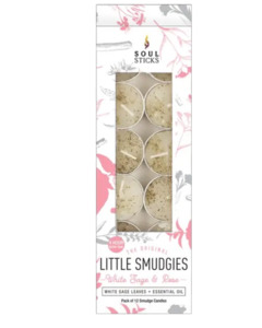Smudge Sage Palo Santo: White Sage & Rose - Little Smudgies Teelight Candles