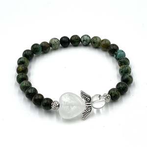 African Turquoise Heart Guardian Angel Bracelet
