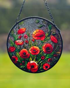 Anzac Day: Poppies Stained Glass Hanger