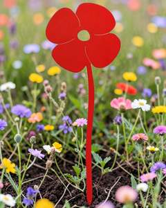 Anzac Day: Poppy Red Steel Garden Art