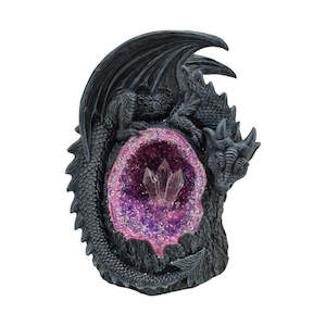 Back Flow Incense Burners: Black Dragon On Geode Backflow Burner NEW!