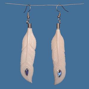 Bone Earrings: Bone Feather Styled with Paua Earrings