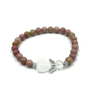 Crystal Jewellery: Rhodochrosite Heart Guardian Angel Bracelet