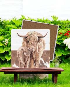 Placemats Coasters: Kelly Lane Highland Cow Coaster S/4