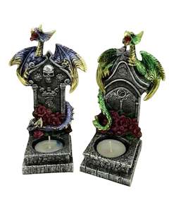 Dragons: Blue & Green Dragons on Graves Tea Light Holder
