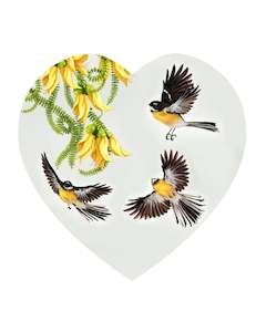 Fantails in flight Ceramic Heart- Sophie Blokker