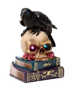 Skulls: Crow Perched on LED Skull & Books