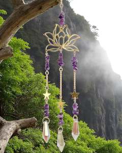 Amethyst Lotus Crystal Sun Catcher NEW!