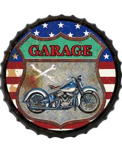 Wall Art: Motorbike Garage Bottle Top Sign