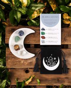 Success Healing Crystal Set with Moon Trinket Dish NEW