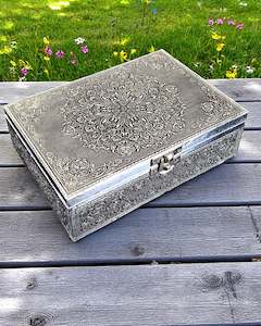 Jewellery Boxes: Silver Jewellery Box Lotus Mandala