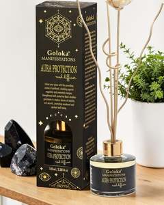 Goloka Manifestations Reed Diffuser: Aura Protection Patchouli & Black Obsidian Reed Diffuser