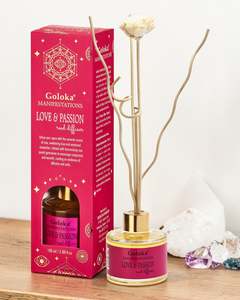 Goloka Manifestations Reed Diffuser: Love & Passion Rose & Rose Quartz Reed Diffuser
