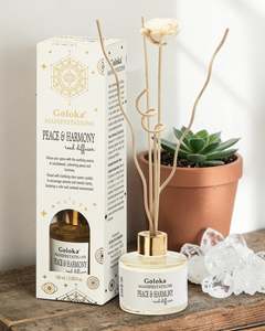 Goloka Manifestations Reed Diffuser: Peace & Harmony Sandalwood & Clear Quartz Reed Diffuser