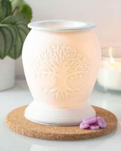Kings Birthday Clearance: Tree of Life White Ceramic Electric Oil Burner