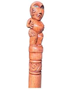 Wood Nz Souviniers: Plain Walking Stick Tiki Top