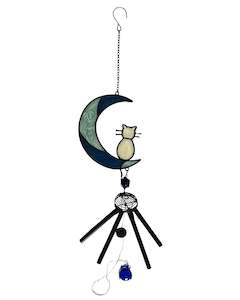 Windchime Suncatcher Cat on Moon