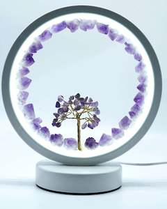 Crystal Lamps: Amethyst LED USB Lamp with Gemstone Tree