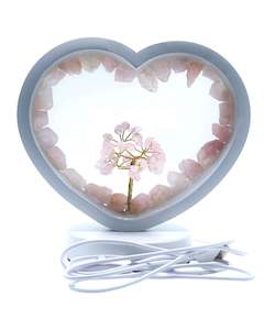 Rose Quartz LED USB Lamp with Gemstone Tree