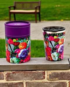 NZ Double Walled S/S Tumbler - Fantail & Flowers