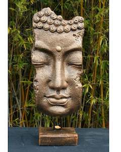 Buddha: Buddha Face On Stand Gold/Black 70cm